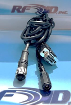 images Model CAB-8P-PWR-9P-2m Cable, 2meters, M12 8pin connection to Model HF-3600 Reader with quick connect power jack & 9pin female serial on opposite end