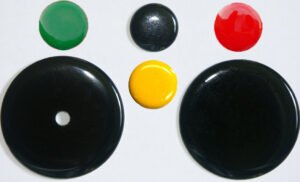 images Model 1763-50-P/S-RW-CTR Potted Dome Epoxy Tag w/center hole, peel & stick, 50mm diameter x 2mm, 125 KHz LF RFID