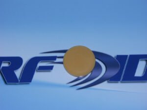 images Model A20 ABS Coin Tag, yellow, 20mm diameter x2.5 mm Thick, UHF 902-928 MHz passive RFID