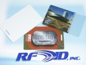 images Model P8654-7019-H3 PVC Tag, Employee Badge no top slot, 86x54mm w/70x19mm inlay, UHF 902-928 MHz passive RFID, Alien Higgs3 chip